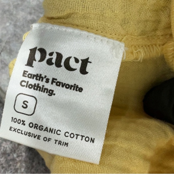 PACT Organic Cotton Coastal Gauze Breezy Dress with Pockets Sungold Yellow Small - Picture 7 of 10